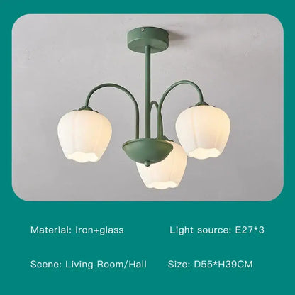 Modern green & white chandelier 8 glass globes living room light