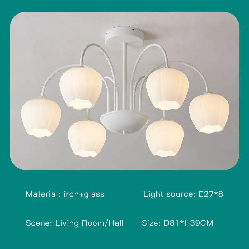 Modern green & white chandelier 8 glass globes living room light