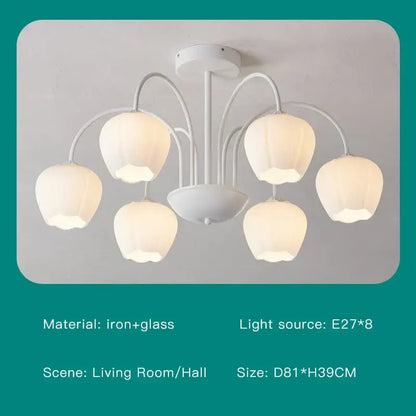 Modern green & white chandelier 8 glass globes living room light