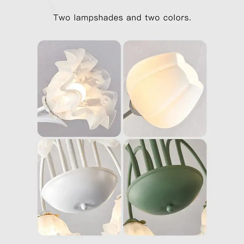 Modern green & white chandelier 8 glass globes living room light