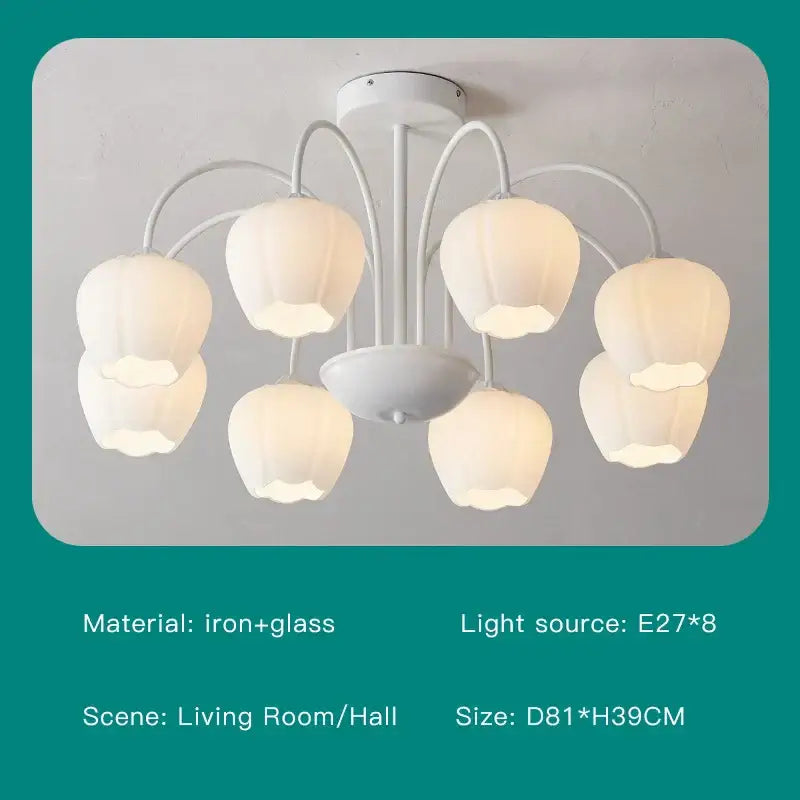 Modern green & white chandelier 8 glass globes living room light