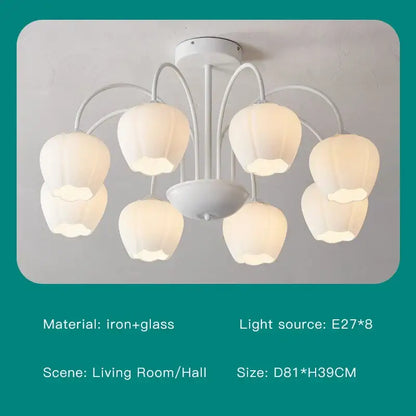 Modern green & white chandelier 8 glass globes living room light