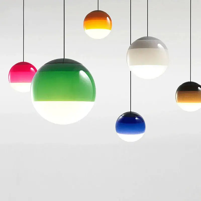 Modern green & white glass ball led pendant – dining room lighting