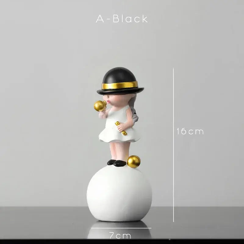 Modern green & white polka dot bubble gum blowing statue living room