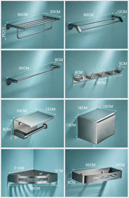 Modern grey bathroom accessories set stainless steel towel rack