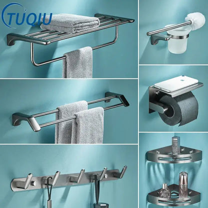 Modern grey bathroom accessories set stainless steel towel rack