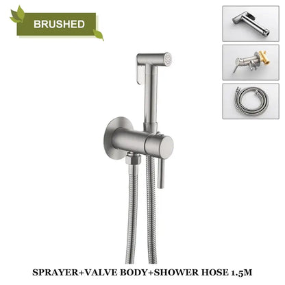 Modern grey brass bidet spray bathroom hot cold mixer valve