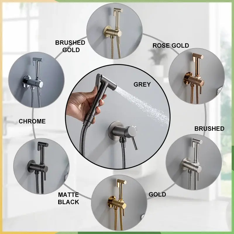 Modern grey brass bidet spray bathroom hot cold mixer valve