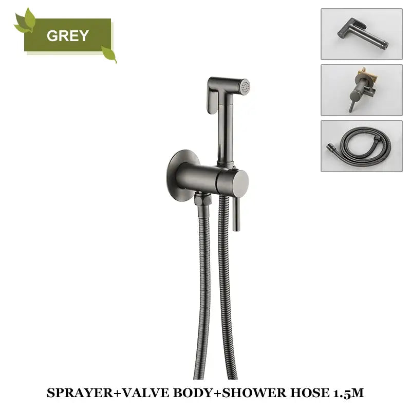 Modern grey brass bidet spray bathroom hot cold mixer valve