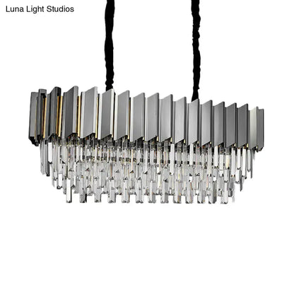 Modern grey crystal pendant chandelier for kitchen island