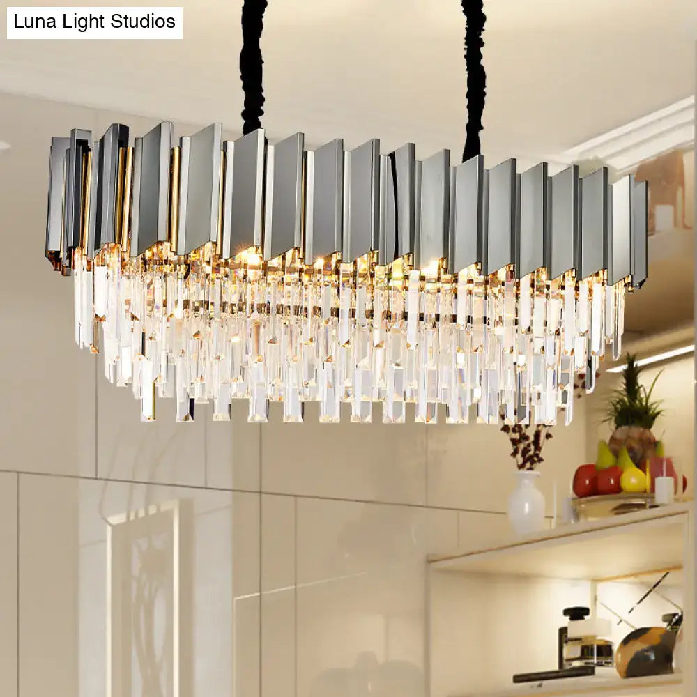 Modern grey crystal pendant chandelier for kitchen island
