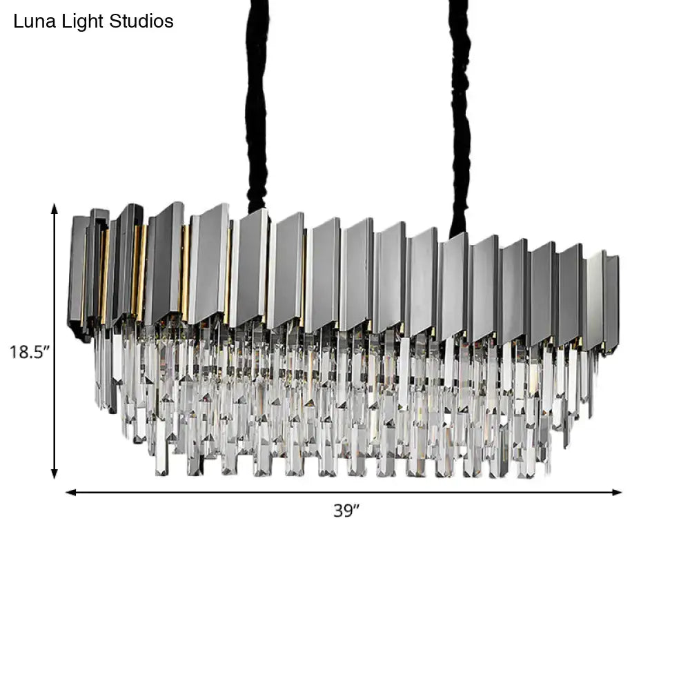 Modern grey crystal pendant chandelier for kitchen island