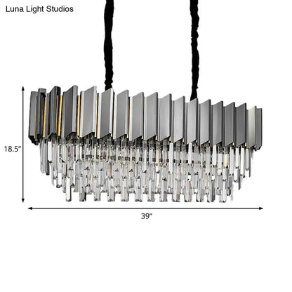 Modern grey crystal pendant chandelier for kitchen island