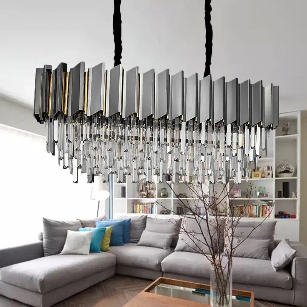 Modern grey crystal pendant chandelier for kitchen island