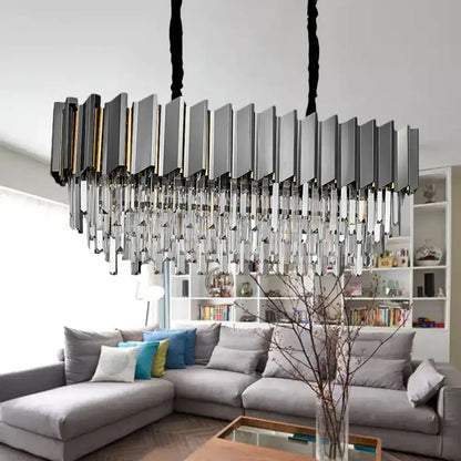 Modern grey crystal pendant chandelier for kitchen island