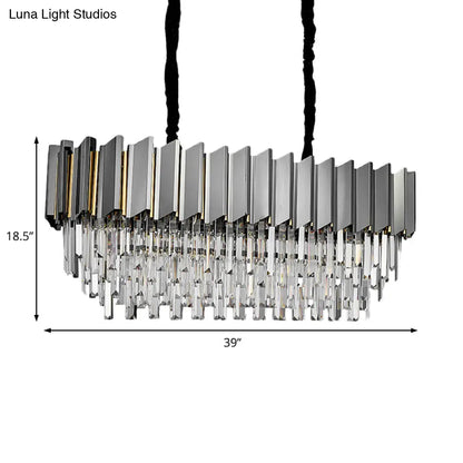 DecorBites™ Modern Grey Crystal Pendant Chandelier with 10 Lights - 39" Wide - Perfect for Island Ceiling