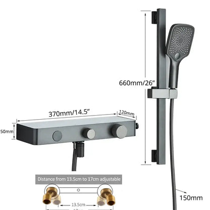 Modern grey digital shower faucet set with shelf for bathroom