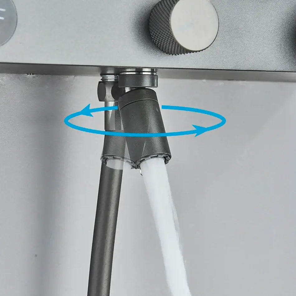 Modern grey digital shower faucet set with shelf for bathroom
