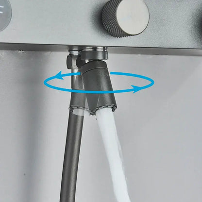 Modern grey digital shower faucet set with shelf for bathroom