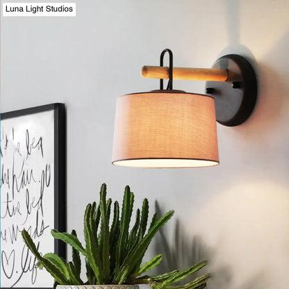 DecorBites™ Modern Grey Drum Shade Wall Lamp with Fabric Shade - Bedroom Lighting Fixture