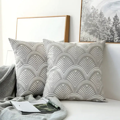 Modern grey geometric embroidered cushion cover living room set