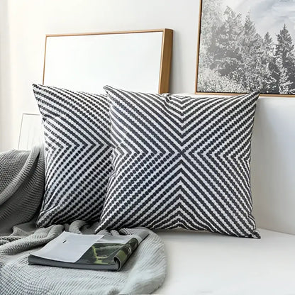 Modern grey geometric embroidered cushion cover living room set