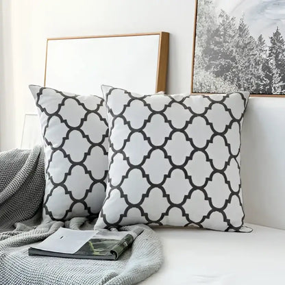 Modern grey geometric embroidered cushion cover living room set