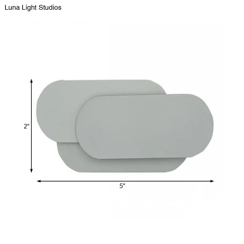 Modern grey oval metal sconce bedroom led wall light