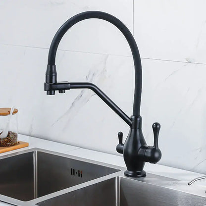 Modern gun gray kitchen faucet with dual handle pure water tap