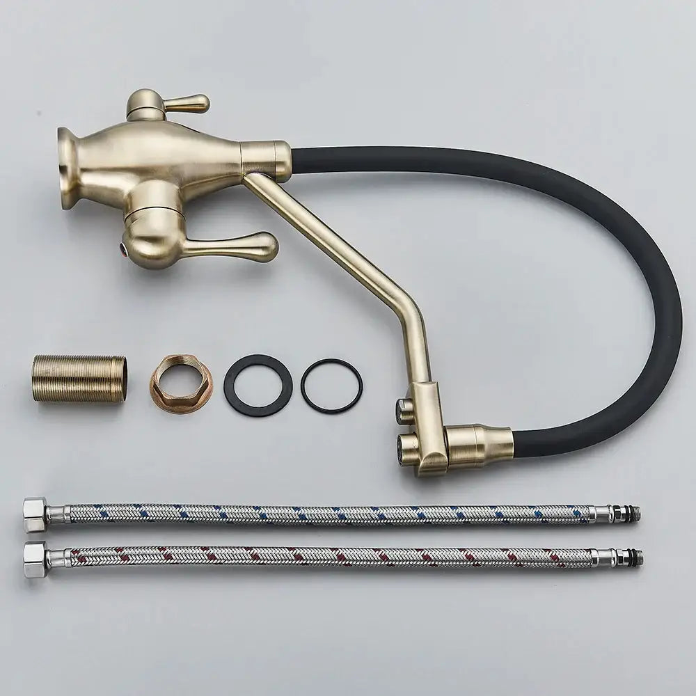 Modern gun gray kitchen faucet with dual handle pure water tap