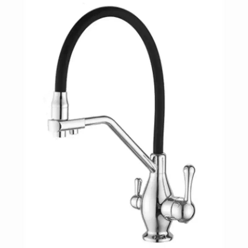 Modern gun gray kitchen faucet with dual handle pure water tap