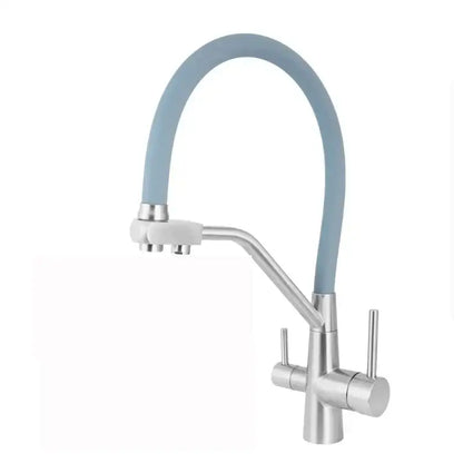 Modern gun gray kitchen faucet with dual handle pure water tap