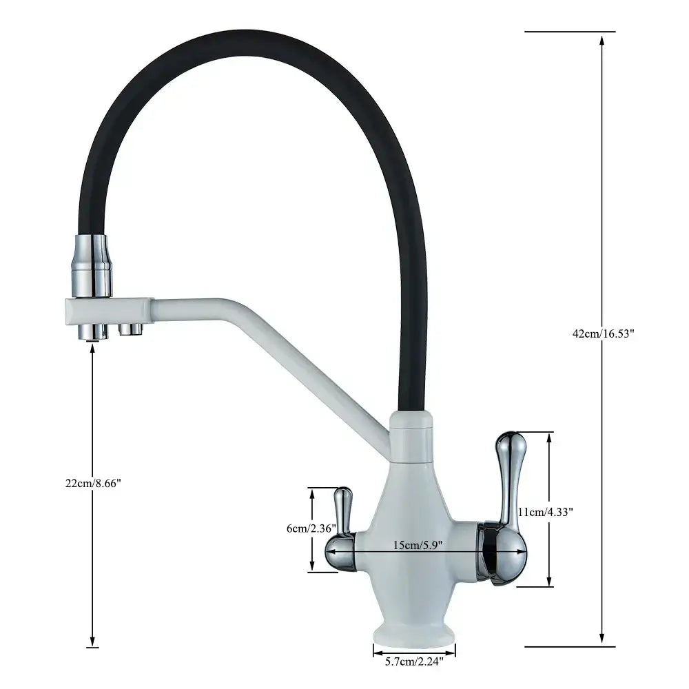 Modern gun gray kitchen faucet with dual handle pure water tap