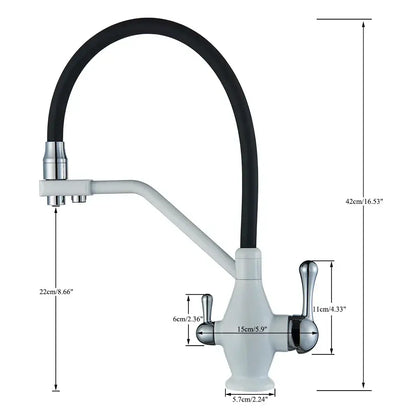 Modern gun gray kitchen faucet with dual handle pure water tap