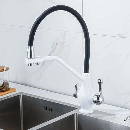 Modern gun gray kitchen faucet with dual handle pure water tap