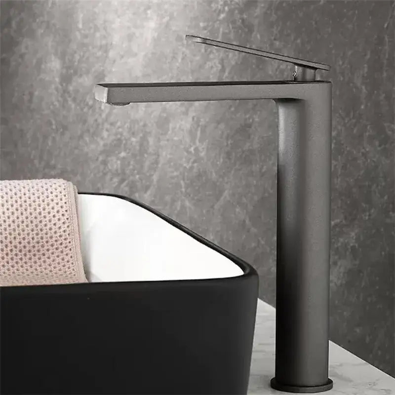 Modern gun gray waterfall basin faucet bathroom sink tap