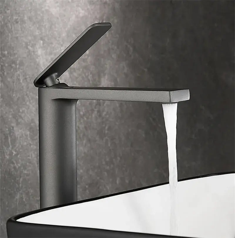 Modern gun gray waterfall basin faucet bathroom sink tap