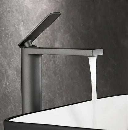 Modern gun gray waterfall basin faucet bathroom sink tap