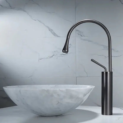 Modern gun grey brass basin faucet kitchen swivel water crane