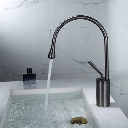 Modern gun grey brass basin faucet kitchen swivel water crane