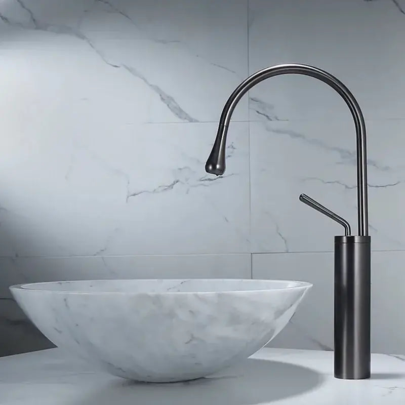 Modern gun grey brass basin faucet kitchen swivel water crane