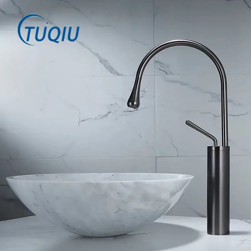 Modern gun grey brass basin faucet kitchen swivel water crane