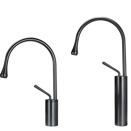 Modern gun grey brass basin faucet kitchen swivel water crane