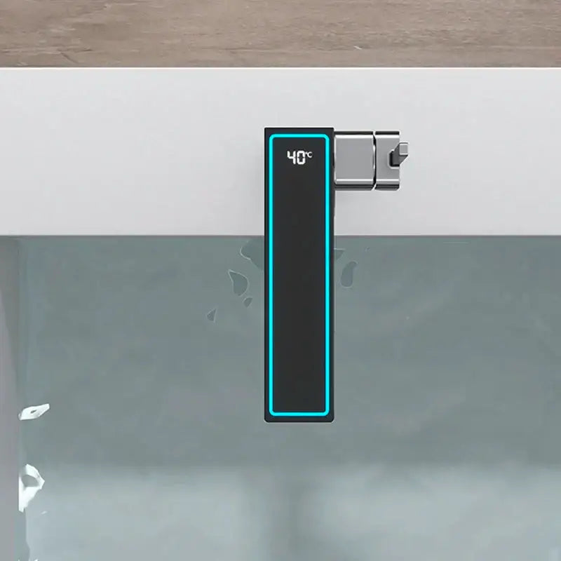 Modern gun grey digital display basin faucet bathroom temperature sensor