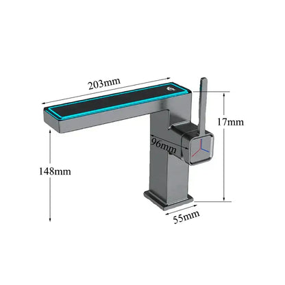 Modern gun grey digital display basin faucet bathroom temperature sensor