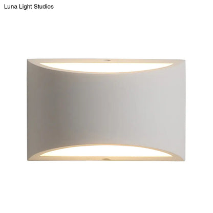 DecorBites™ Modern Gypsum Half-Oval Sconce Lamp: 1-Light LED Wall Mounted Light for Bedroom in White