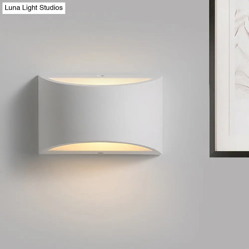 DecorBites™ Modern Gypsum Half-Oval Sconce Lamp: 1-Light LED Wall Mounted Light for Bedroom in White