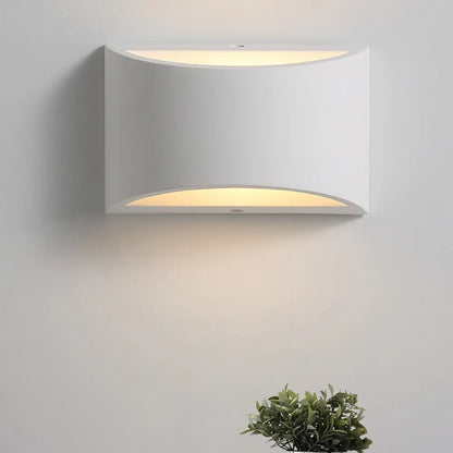 DecorBites™ Modern Gypsum Half-Oval Sconce Lamp: 1-Light LED Wall Mounted Light for Bedroom in White