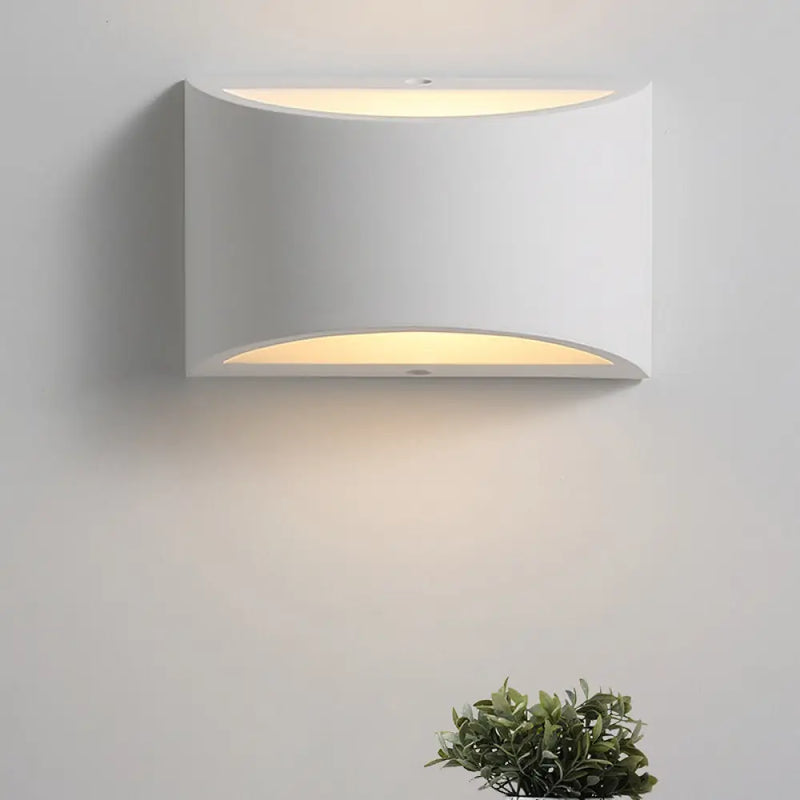 DecorBites™ Modern Gypsum Half-Oval Sconce Lamp: 1-Light LED Wall Mounted Light for Bedroom in White