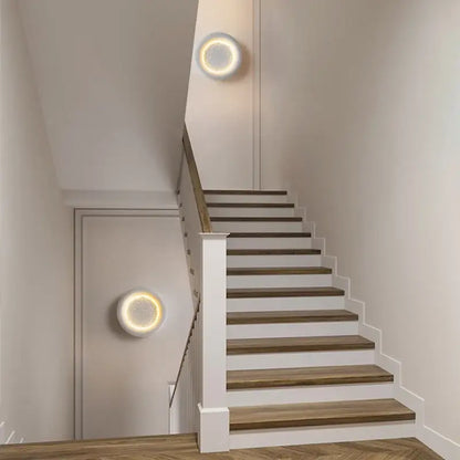Modern gypsum white led full moon wall lamp for bedroom decor